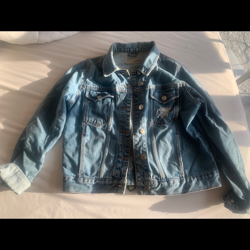 Topshop blue Denim Moto Jacket, US 6